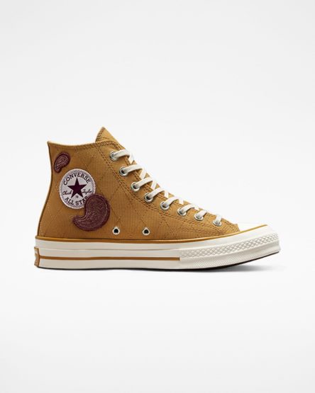 Women's Converse Chuck 70 Crafted Patches High Top Shoes Orange / Deep Burgundy | AU 16E83E
